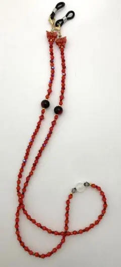 【M224】ハンドメイド　眼鏡・マスクストラップ　赤い蝶