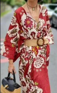 ZARA リネン総柄ワンピース リゾートのサムネイル