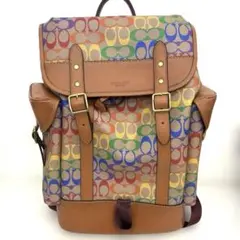 COACH ヒッチ バックパック レインボー シグネチャー CA282 美品