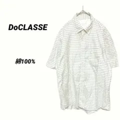 1682T　ドゥクラッセ　半袖シャツ　カジュアル　チェック柄　トップス　綿　白