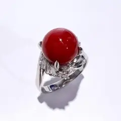 高島屋 赤珊瑚 リング Pt900 ダイヤ0.22ct 13号 カボション - メルカリ