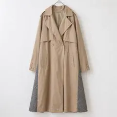 【アメリ】バックプリーツ トレンチコート チェック切替 ベージュ F 大きめのサムネイル