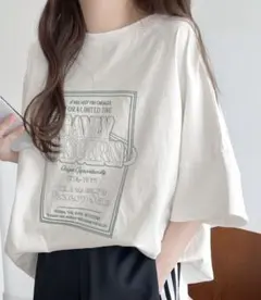 JaVa 2wayステッチツアーロゴ刺繍シンプル半袖Tシャツ　オフホワイト　Sのサムネイル