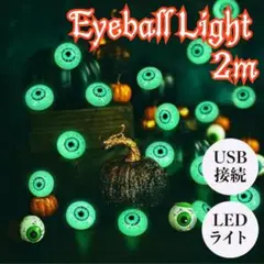 蛍光 目玉 LED ライト USB 2m 20LED ハロウィン ゴースト 電飾