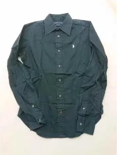 ■ラルフローレン ポロ刺繍ロゴ付き長袖シャツ ダークネイビー