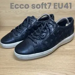 ecco soft7 woven tie レザースニーカー　約26㎝　ブラックのサムネイル