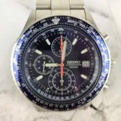 稼働品 セイコー 7T92-0CF0 パイロット クロノグラフ 青文字盤 腕時計のサムネイル