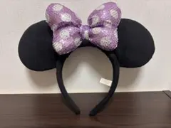 【即日発送】カチューシャ　ミニーマウス　紫　スパンコール