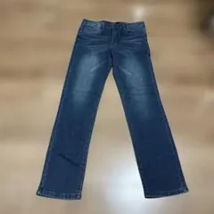 ダークブルー ワイドレッグ デニムパンツ