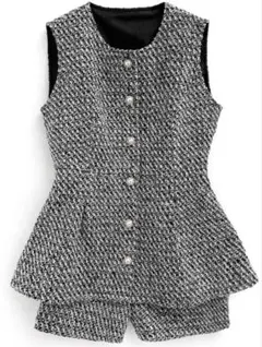GRL フリージアツイードベスト×ショートパンツセットアップ