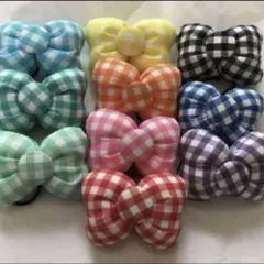 めっちゃ可愛い♡ ギンガムチェックリボン10種類リボンゴムセット♡2000円！