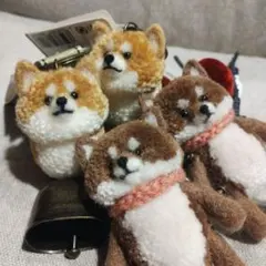 まめたん810さま専用　柴犬熊鈴2個　柴犬キーホルダー2個