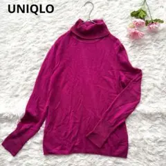ユニクロ カシミヤ100% タートルネックニット【XL】大きいサイズ　濃ピンク
