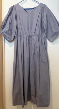 パープル　ロングワンピース 半袖　バルーンスリーブ　アーバンリサーチ