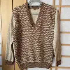お値下げしました昭和レトロ　ハンドメイド　メンズＶネックセーター