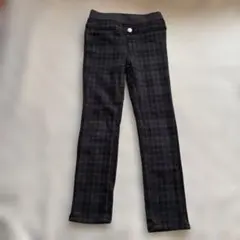 SOMETHING ブラック系チェック ロングパンツ 裏ボア 130cmのサムネイル