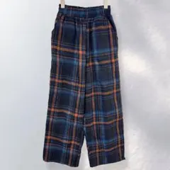 ワライジョウゴ チェックワイドパンツ ドローコード カジュアル 総ゴム《i223