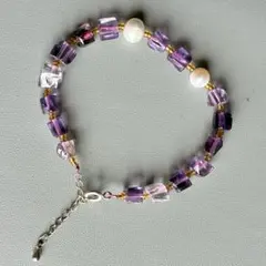 天然淡水パール×アメジスト×クリスタル ブレスレット ナチュラルデザイン