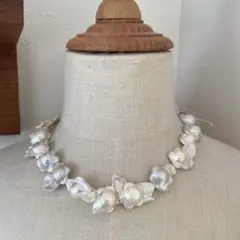 天然淡水パール　バロック　お花　異形　天然色　ネックレス　ハンドメイドパーツ