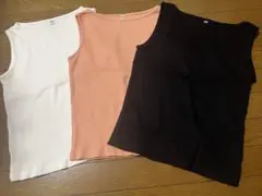 UNIQLO リブボートネックノースリーブT 3枚セット Lサイズ