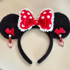 ディズニー ミニー カチューシャ イヤリング レッド