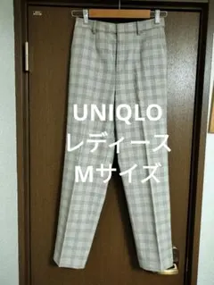 〈美品〉UNIQLOレディースМサイズチェック柄スマートアンクルパンツ