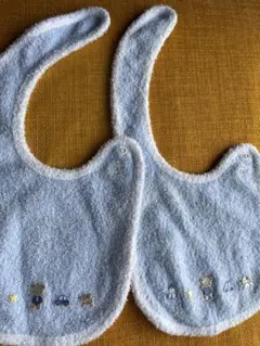 ファミリア　水色 刺繍 スタイ 2枚セット