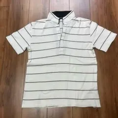 COMME CA ISM 半袖ポロシャツ L ホワイトストライプ