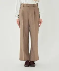 グリーンレーベルリラクシング　プレップツイードワイドパンツ　ベージュ　36