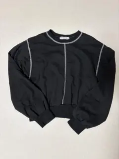 韓国　ブラック黒クロップド スウェット