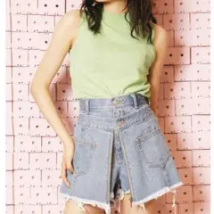 jouetie ダブルウエスト スカパン デニム ショートパンツ ハイウエストM