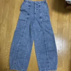 GUデニムブルー ワイドパンツ ゴムウエスト