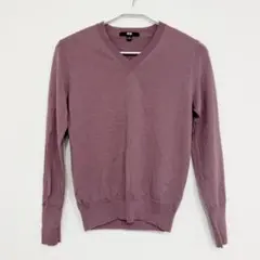【新品同様】ユニクロ メリノVネックセーター パープルS