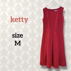 ketty【M】Aラインドレス ノースリーブワンピース フレア レッド系 日本製