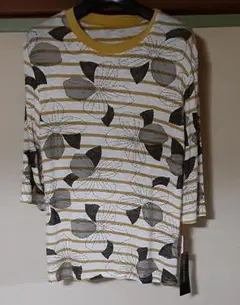 花柄ストライプ五分袖Tシャツ M~L