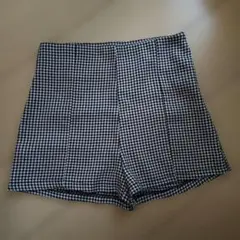 チェック柄ハイウエストショートパンツ S