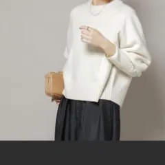 ナノユニバース　ウールカシミヤ　クールネック プルオーバー　ニット　ホワイト