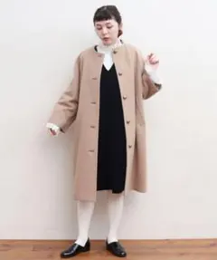 Dot and Stripes CHILD WOMANノーカラーコート ベージュのサムネイル
