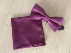 蝶ネクタイ　ボルドー　ワインレッド　チーフ　結婚式　新郎