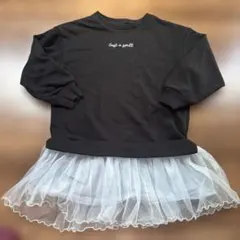 GU キッズ　長袖　チュール　スウェット　120 黒　ブラック　水色