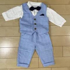 水色 フォーマルスーツ 蝶ネクタイ付き