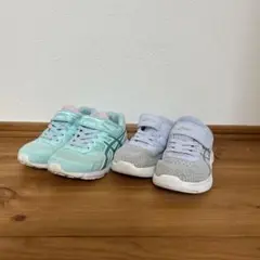 asics キッズ スニーカー　ミントグリーン　ラベンダー　19㎝セット