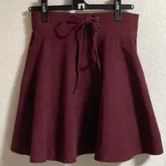 フレアスカート Mサイズ ベロア 膝丈 スカート ボルドー