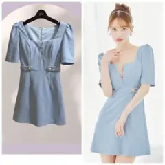 jewels ハーフジップワッフルパフスリーブミニドレス/キャバドレス