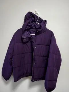 パープル ダウンジャケット フード付き