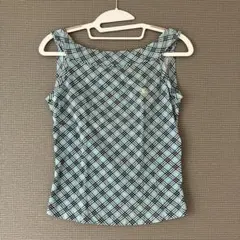 美品　バーバリーブルーレーベル　タンクトップ　ノバチェック　水色　M