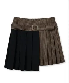 【FURFUR 】バイカラープリーツミニスカート （CGRY）