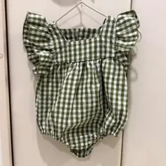 ギンガムチェック　ベビーロンパース