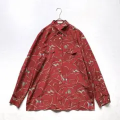 BURBERRYS 花柄 総柄 ウールブラウス 11R ヴィンテージ 肩パット付 