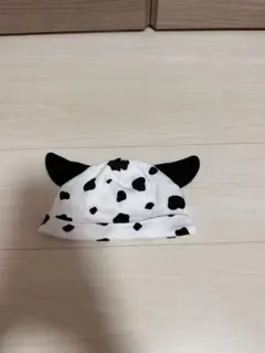 牛柄 ベビー帽子 角付き